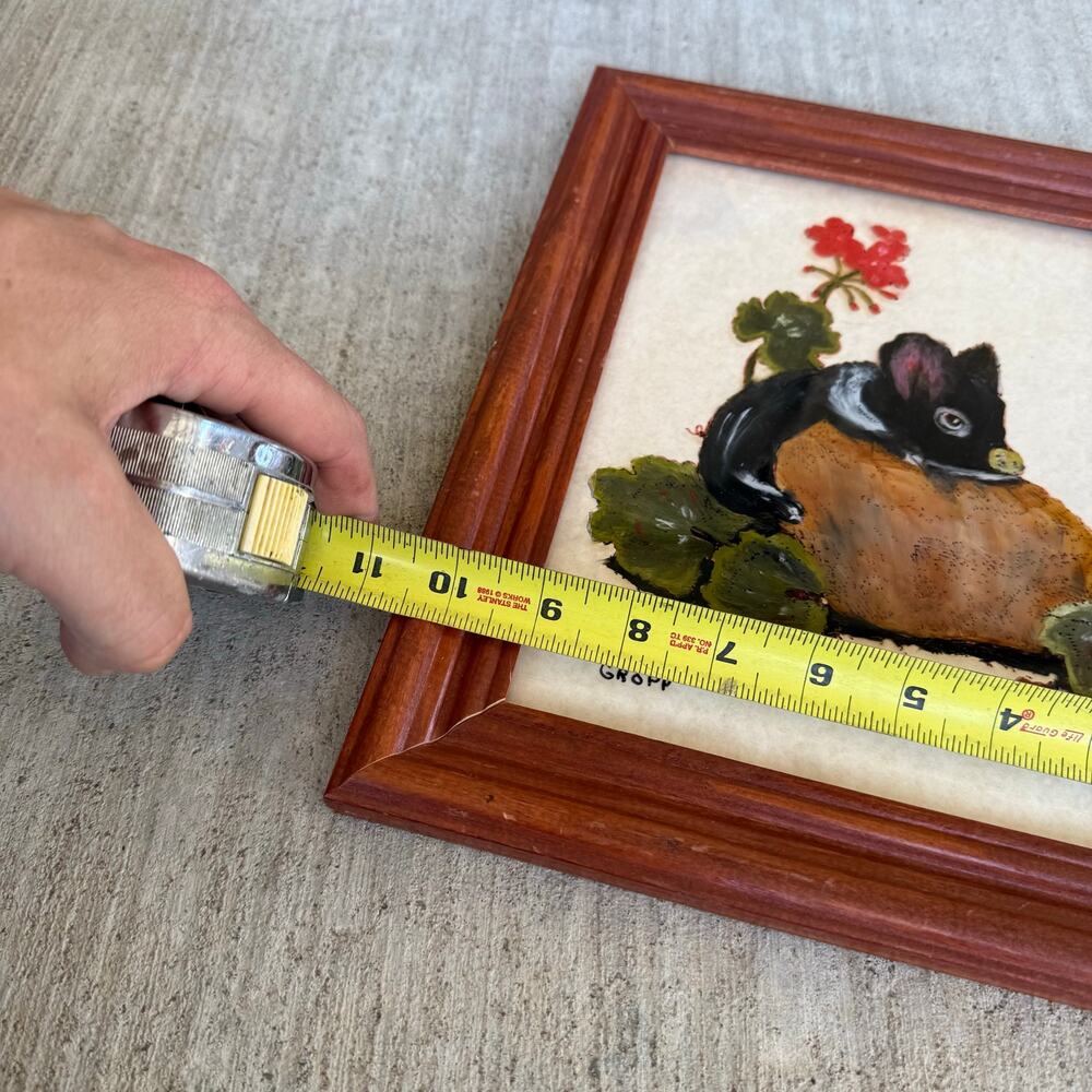 Vintage Painting? Of Black Pig & Flowers Wood Wood Framed 6x8 Signed Venus Gropp - Picture 2 of 4